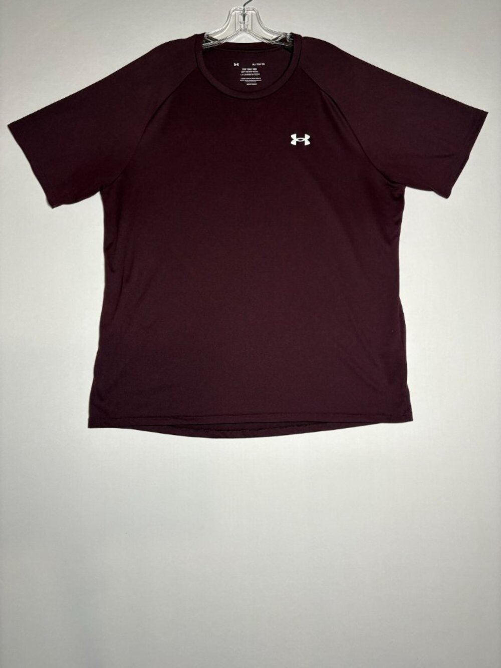 Under Armour UA Tech Short Sleeve T-Shirt Burgundy Men's Loose Fit Size XL